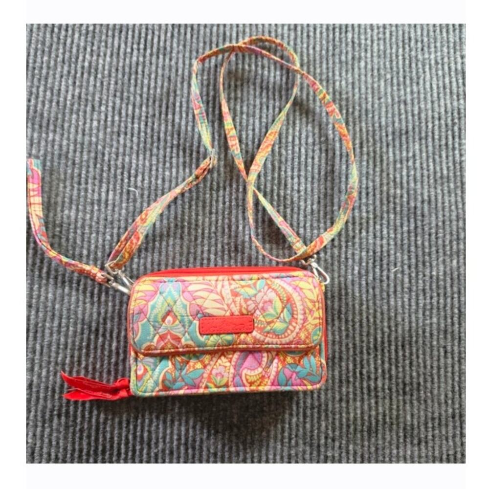Vera Bradley Women's Multicolor Pretty in Paisley All-In-One Crossbody Wallet - Picture 3 of 10